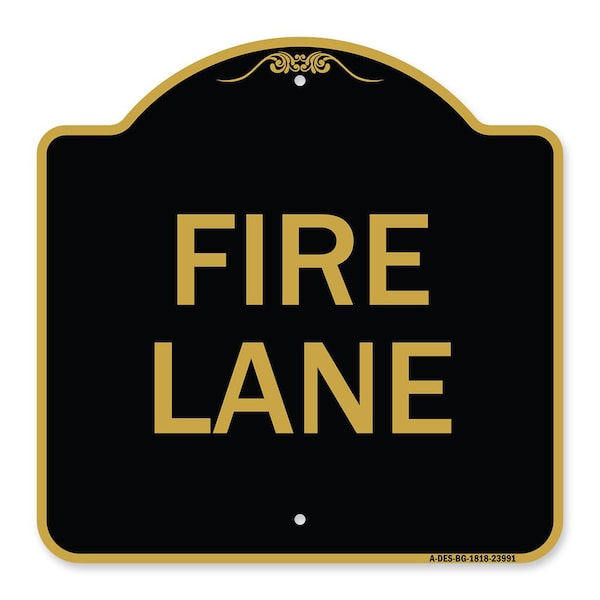 Signmission Designer Series Sign Fire Lane Supplementary, Black & Gold Aluminum Sign, 18" x 18", BG-1818-23991 A-DES-BG-1818-23991 - main